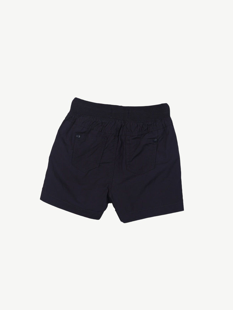 HOP Baby Boys Navy Blue Solid Cotton Shorts