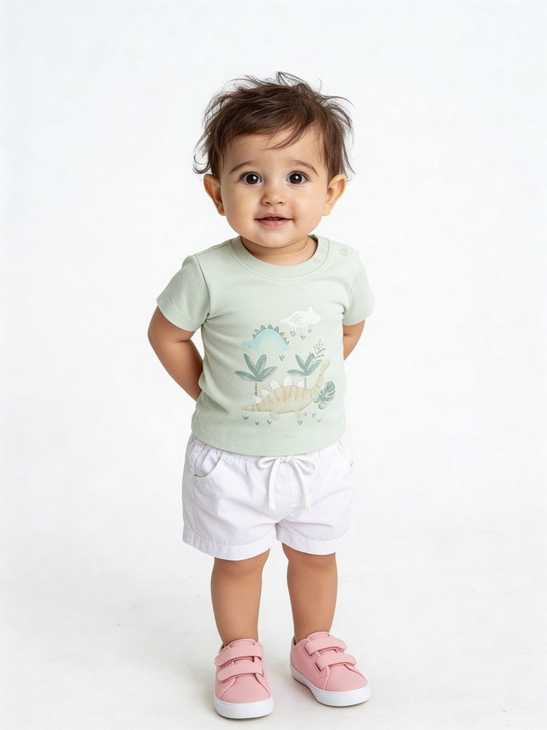 HOP Baby Boys White Solid Cotton Shorts