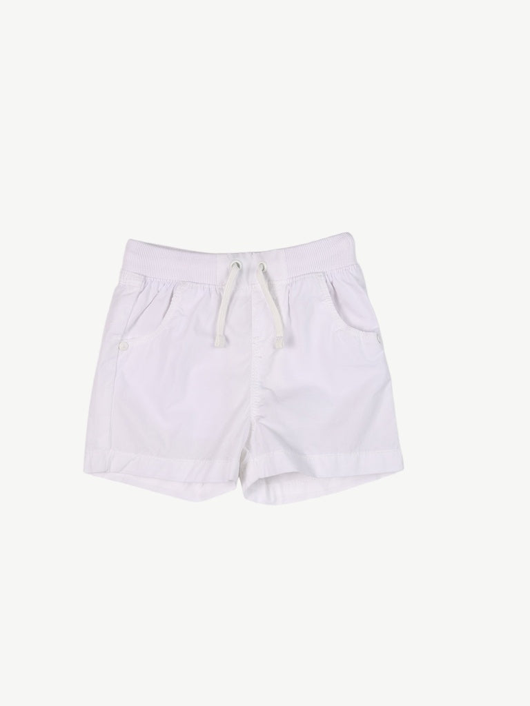 HOP Baby Boys White Solid Cotton Shorts