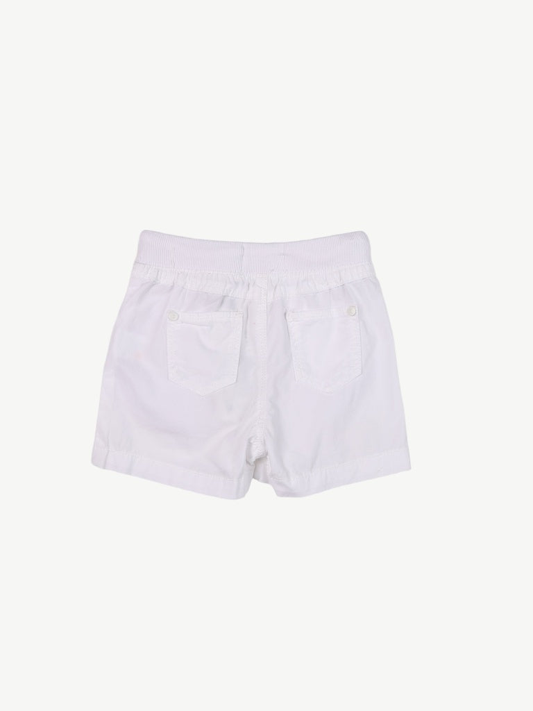 HOP Baby Boys White Solid Cotton Shorts