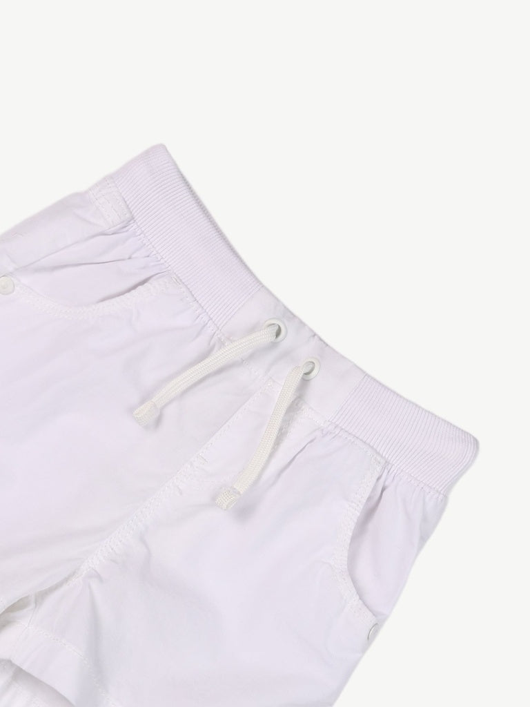 HOP Baby Boys White Solid Cotton Shorts