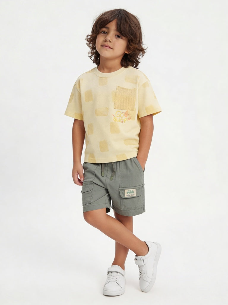 HOP Kids Boys Yellow Knitted Cotton T-Shirt