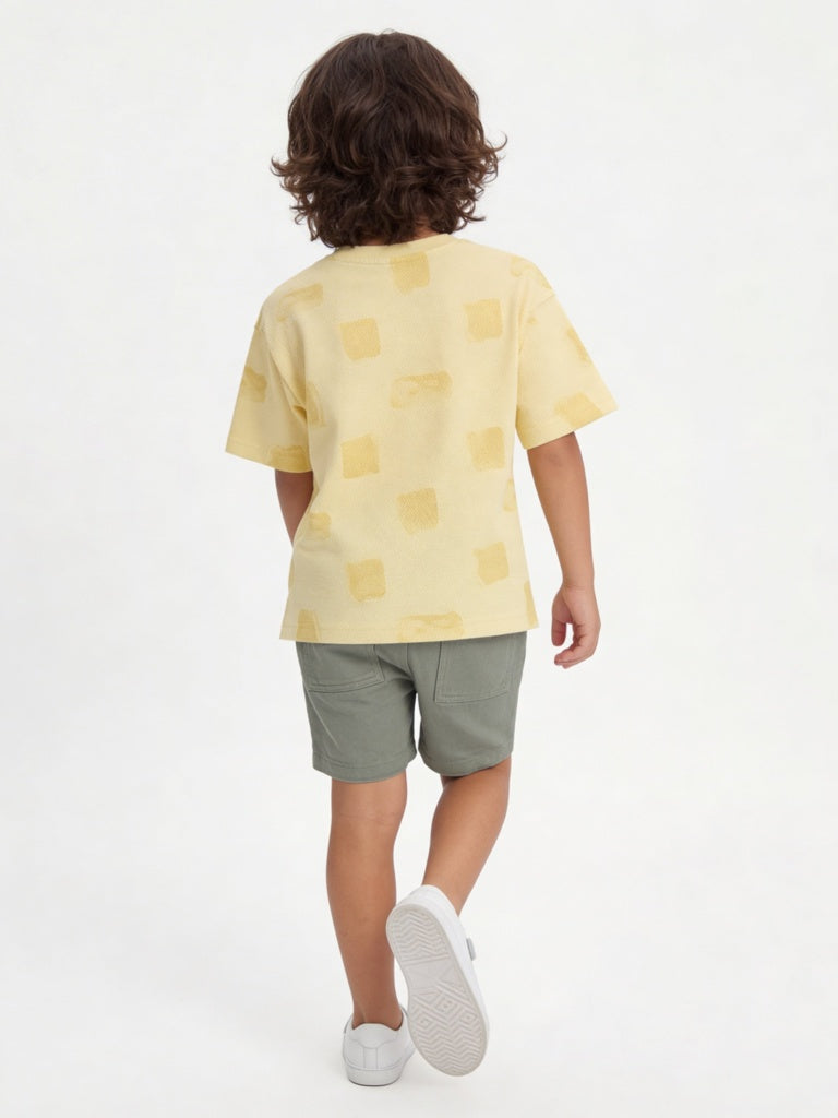 HOP Kids Boys Yellow Knitted Cotton T-Shirt