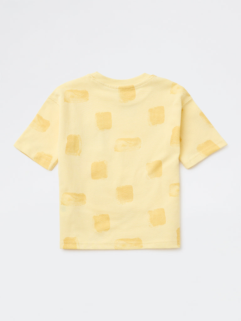 HOP Kids Boys Yellow Knitted Cotton T-Shirt
