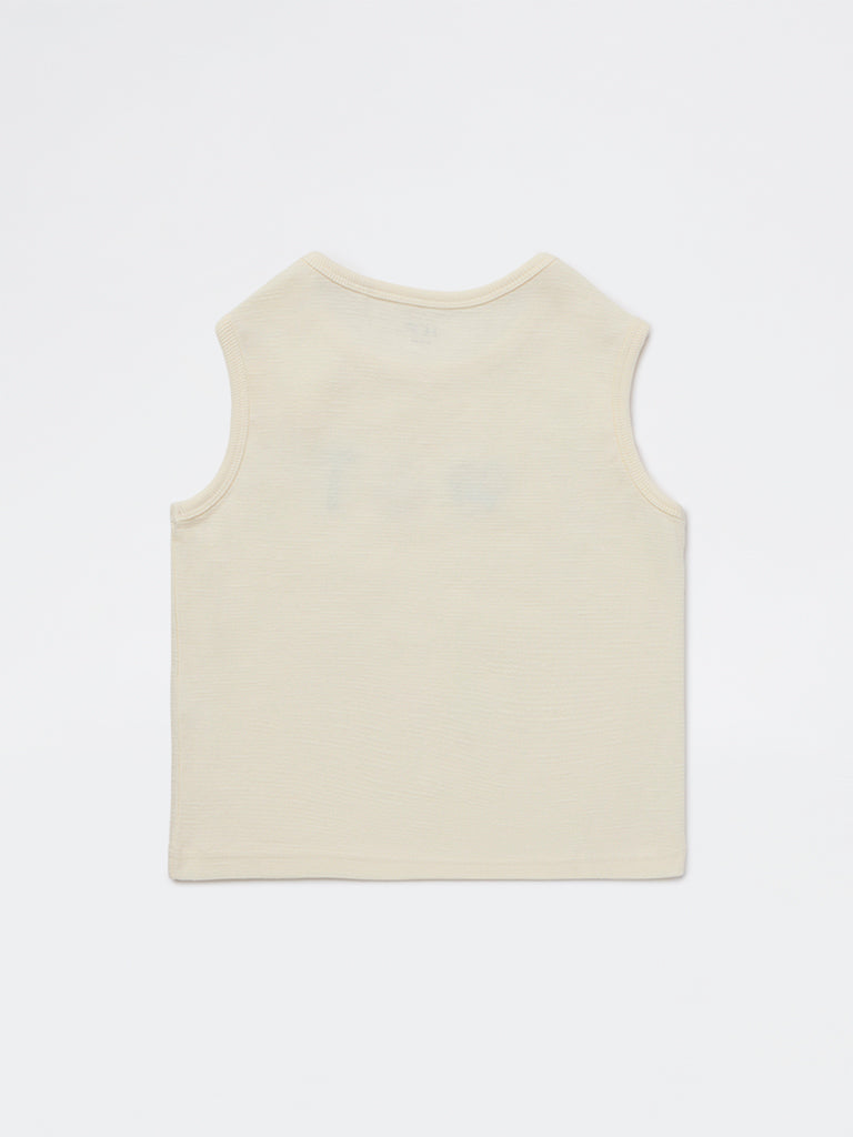 HOP Kids Boys Off-White Embroidered Cotton T-Shirt