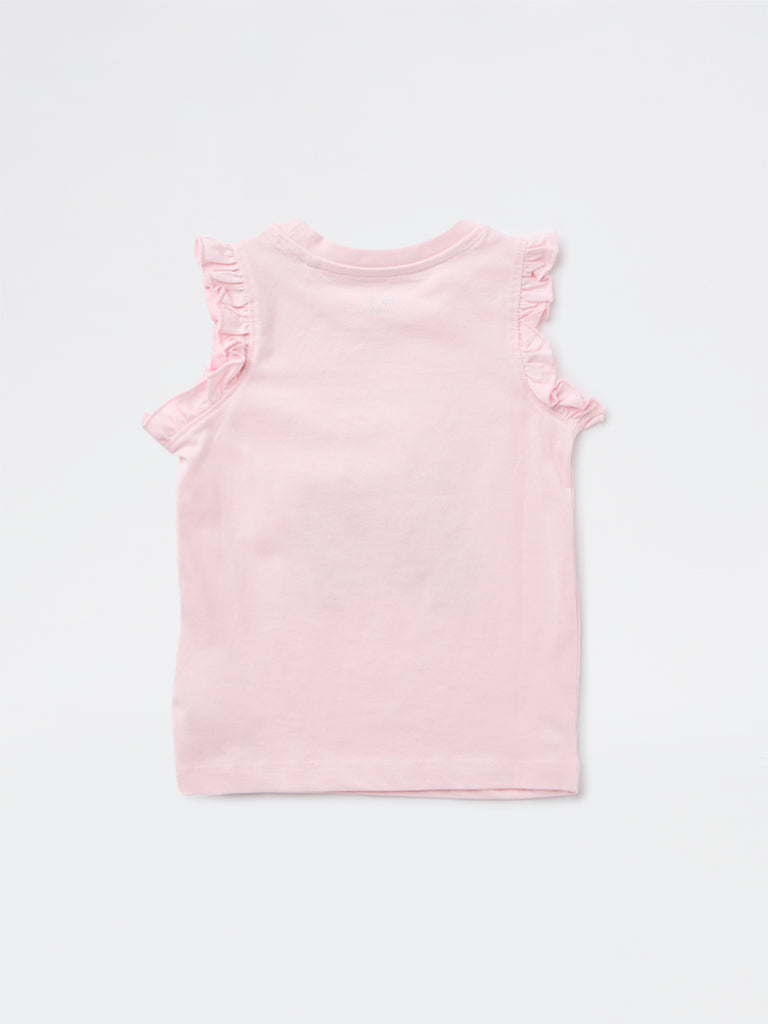 HOP Kids Girls Pink Bow-Detailed Cotton Top
