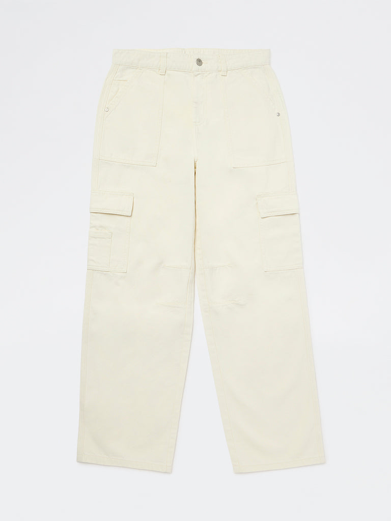 Boys Off-White Mid-Rise Relaxed-Fit Jeans