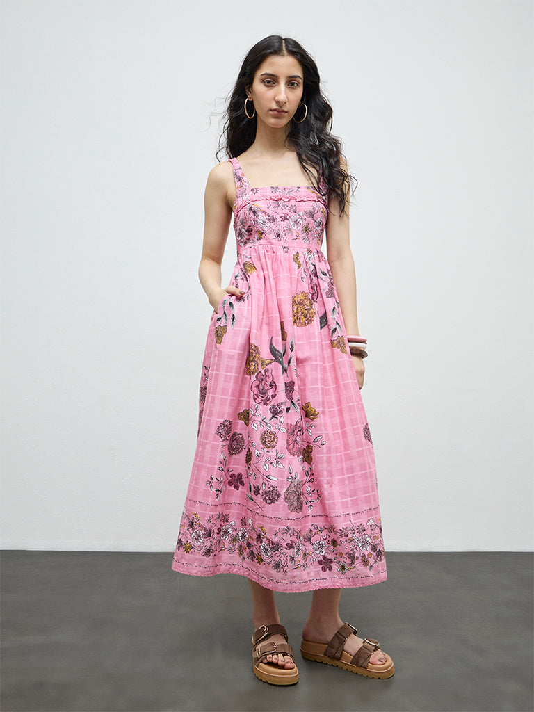 bombay paisley pink dress Buy Bombay Paisley Pink Floral Embroidered Cotton Shift Dress from Westside