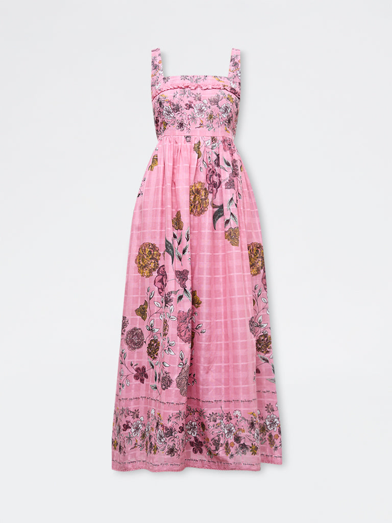 bombay paisley pink dress Buy Bombay Paisley Pink Floral Embroidered Cotton Tiered Dress from Westside
