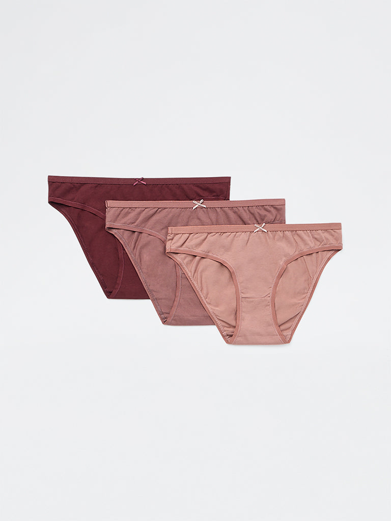 Wunderlove 3-Pack Cotton-Blend Bikini Briefs