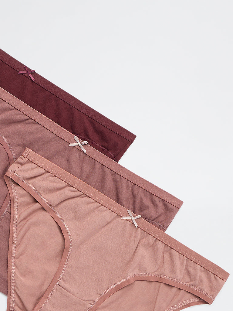 Wunderlove 3-Pack Cotton-Blend Bikini Briefs
