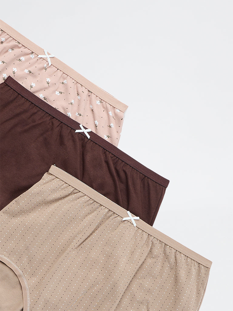 Wunderlove 3-Pack Printed Full Cotton-Blend Briefs