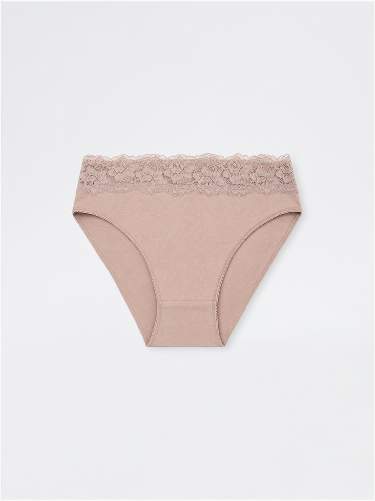 Wunderlove Black Lace-Detail Hi-Leg Cotton-Blend Briefs - Pack of 3