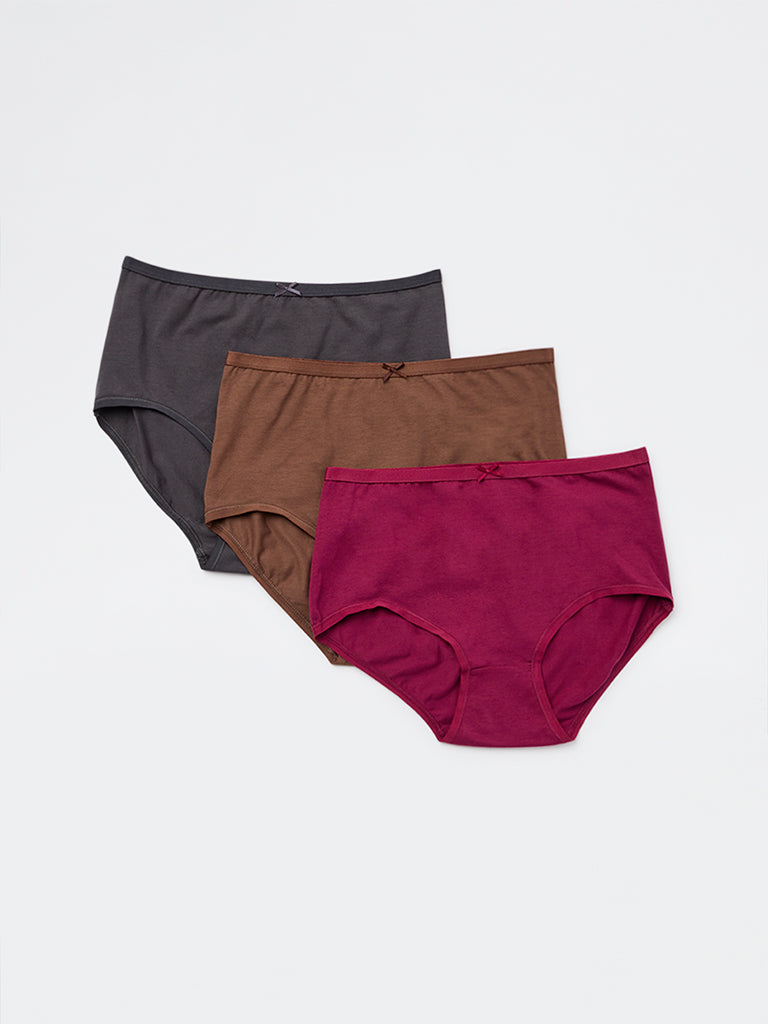 Wunderlove 3-Pack Cotton-Blend Hi-Rise Briefs
