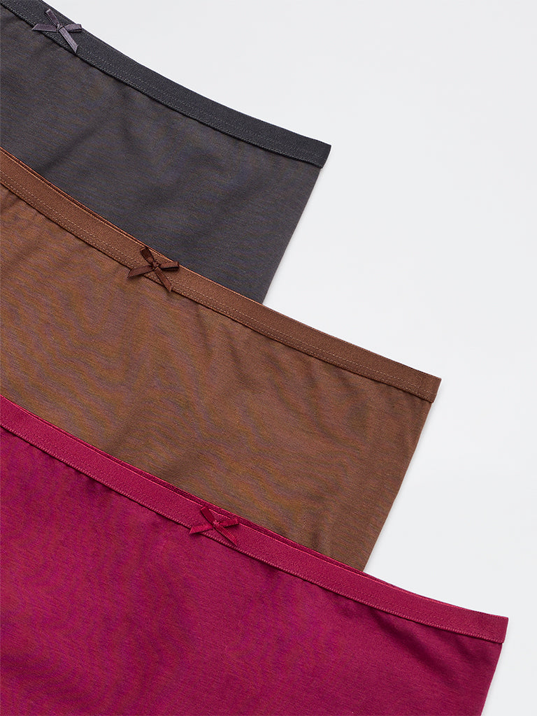 Wunderlove 3-Pack Cotton-Blend Hi-Rise Briefs