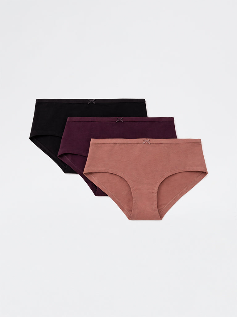Wunderlove 3-Pack Low-Rise Cotton-Blend Briefs