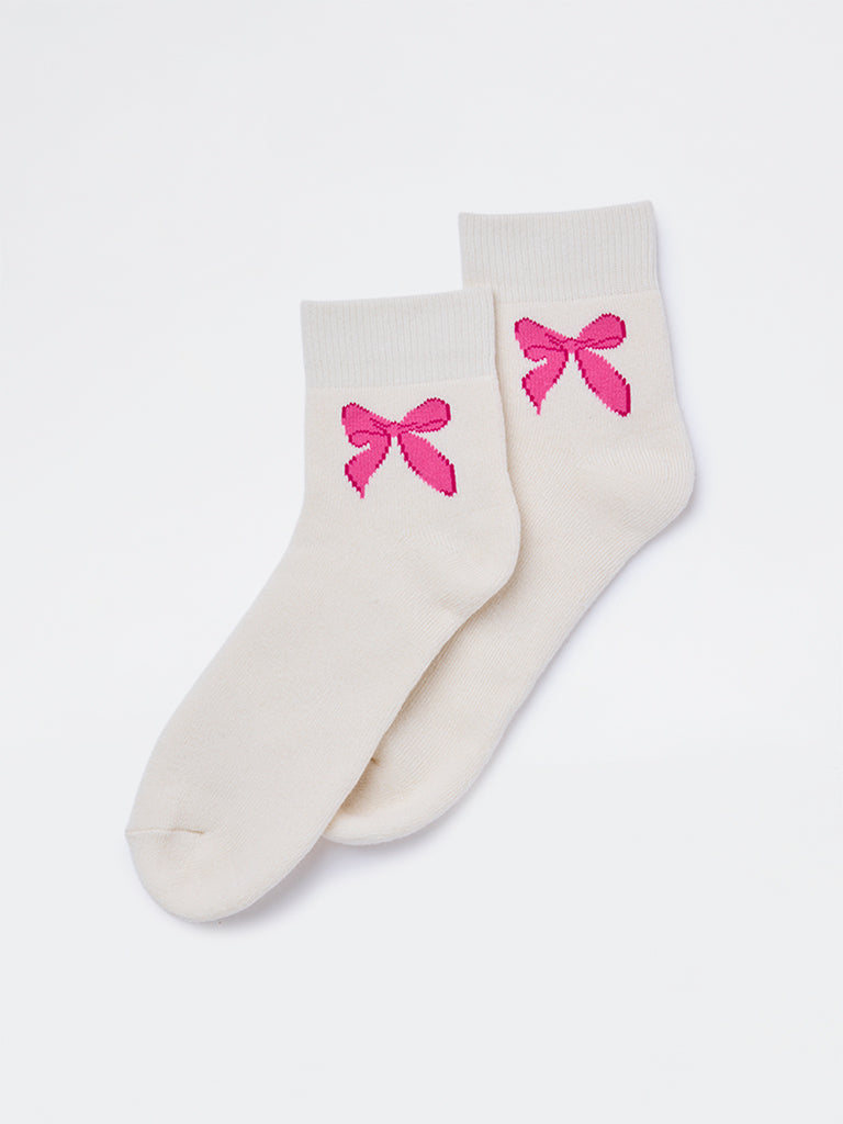 Superstar White Bow Detailed Socks