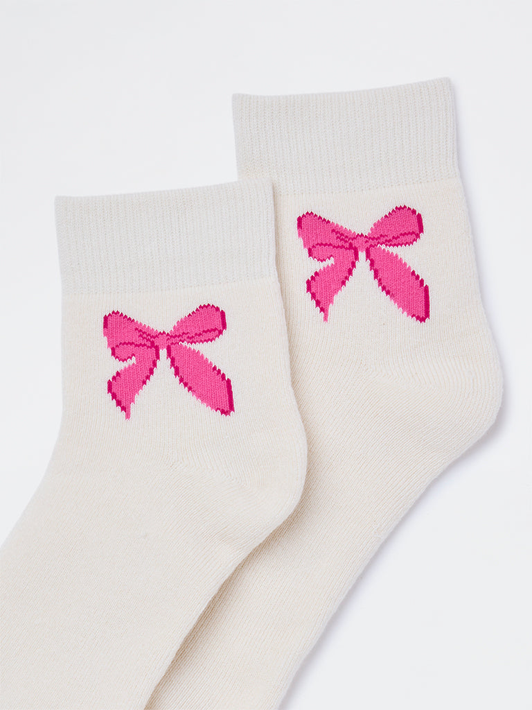 Superstar White Bow Detailed Socks