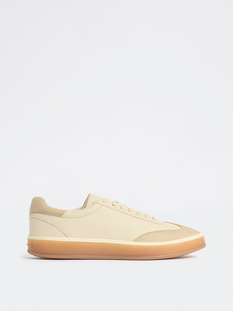 SOLEPLAY Beige Contrast-Detailed Lace-Up Sneakers