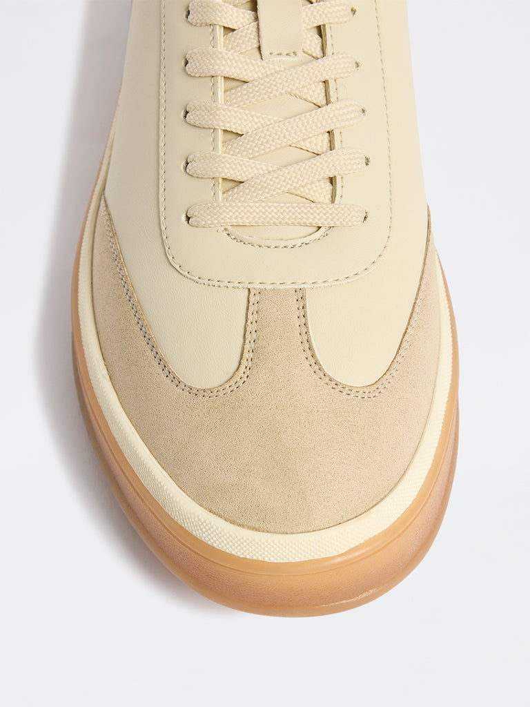 SOLEPLAY Beige Contrast-Detailed Lace-Up Sneakers