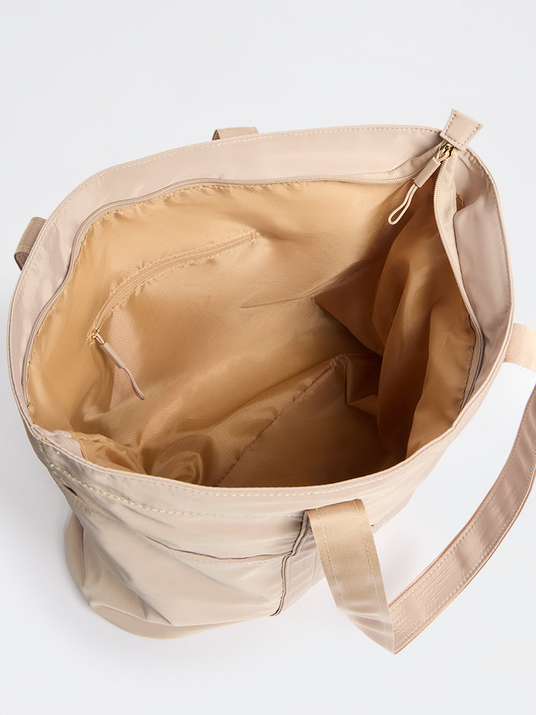 Westside Taupe Typographic Gym Tote Bag