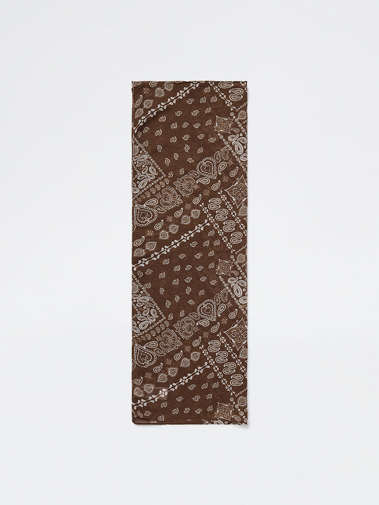 Westside Accessories Brown Paisley Design Scarf