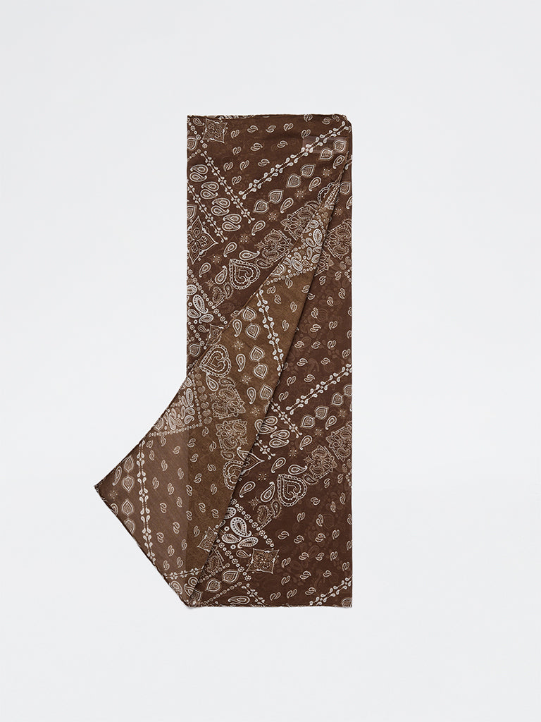 Westside Accessories Brown Paisley Design Scarf