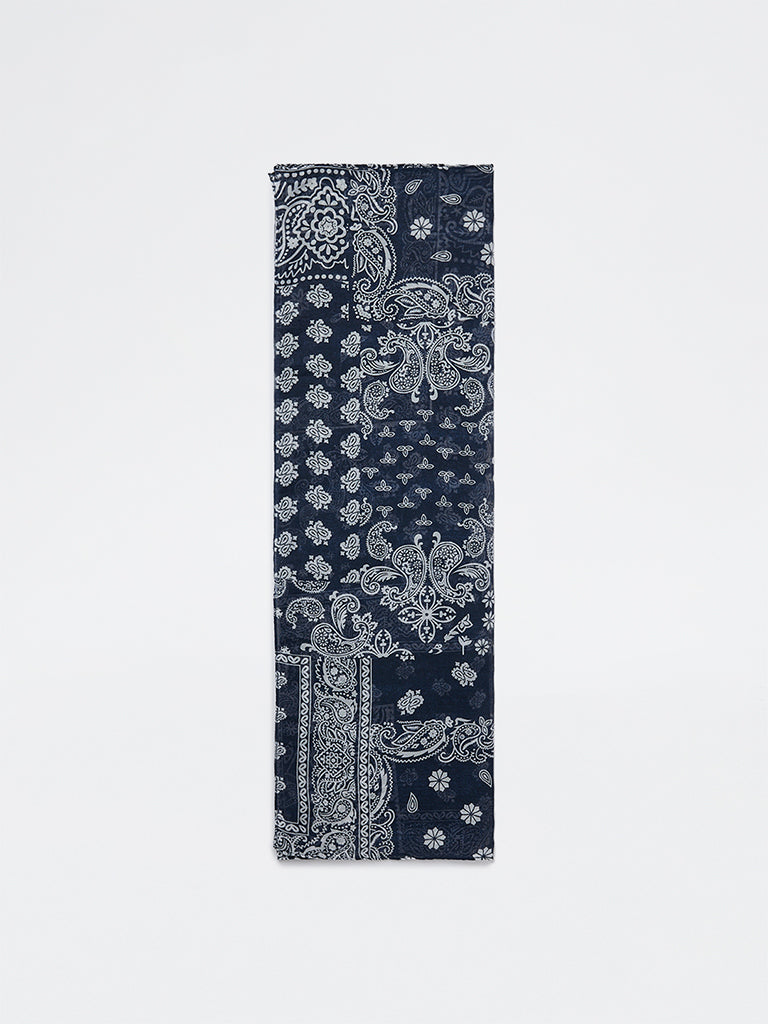 Westside Accessories Navy Paisley Design Scarf