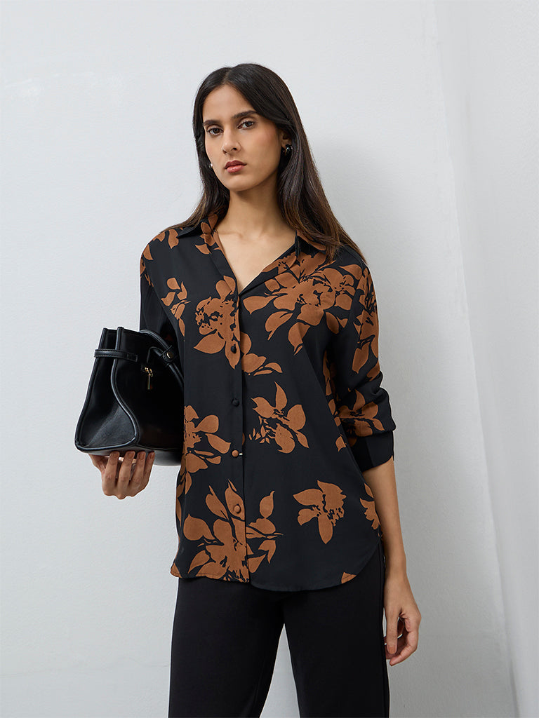Wardrobe Brown Floral Shirt