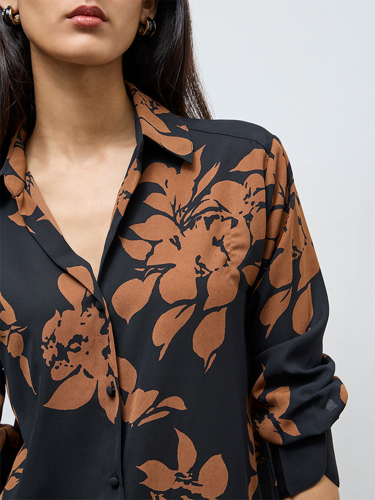 Wardrobe Brown Floral Shirt
