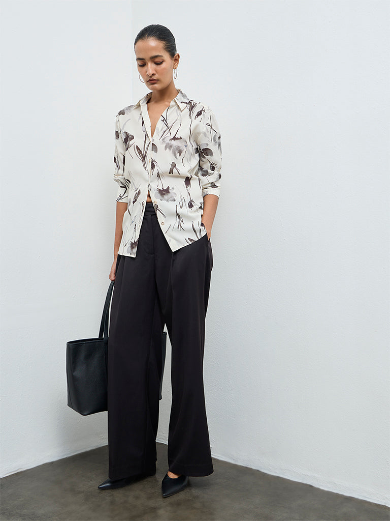 Wardrobe Off-White Floral Printed Shirt