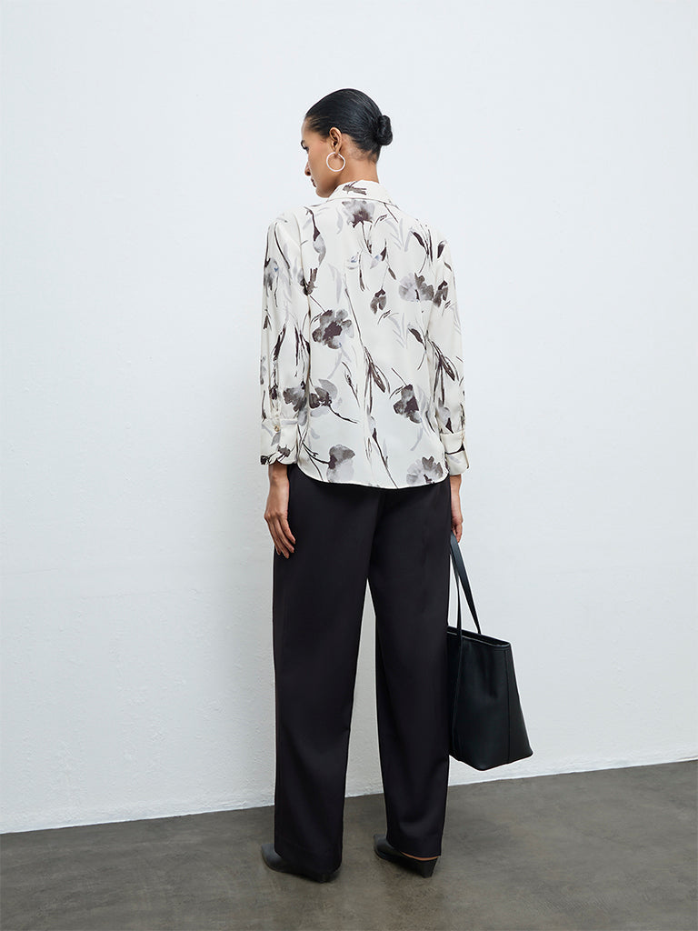 Wardrobe Off-White Floral Printed Shirt