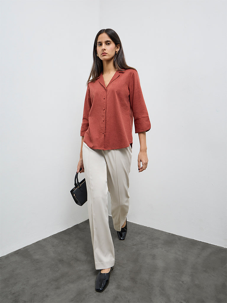 Wardrobe Rust Solid Shirt