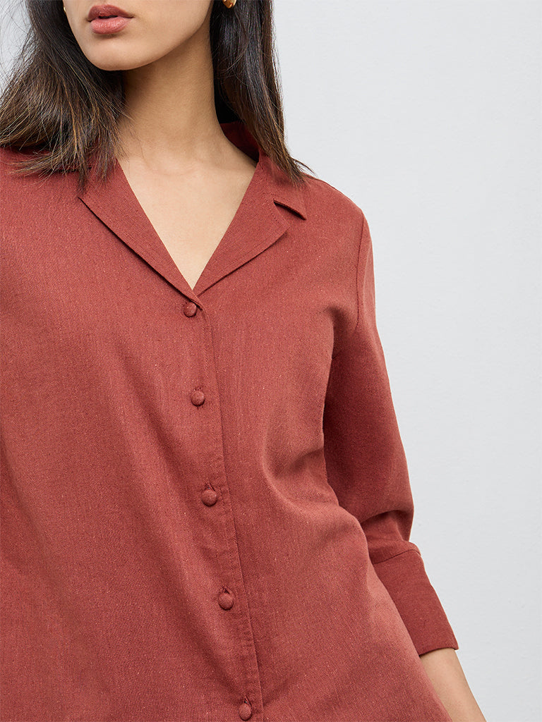 Wardrobe Rust Solid Shirt