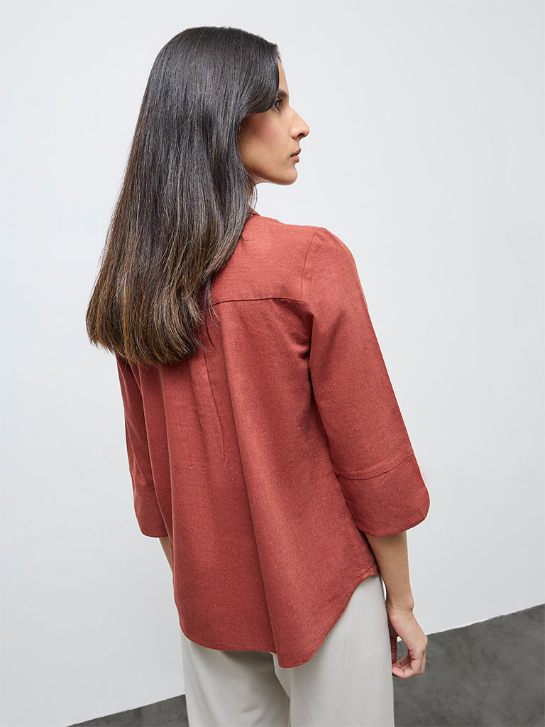 Wardrobe Rust Solid Shirt