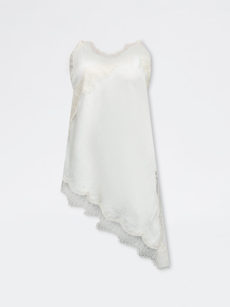 Wardrobe Ivory Lace-Detailed Asymmetrical Top