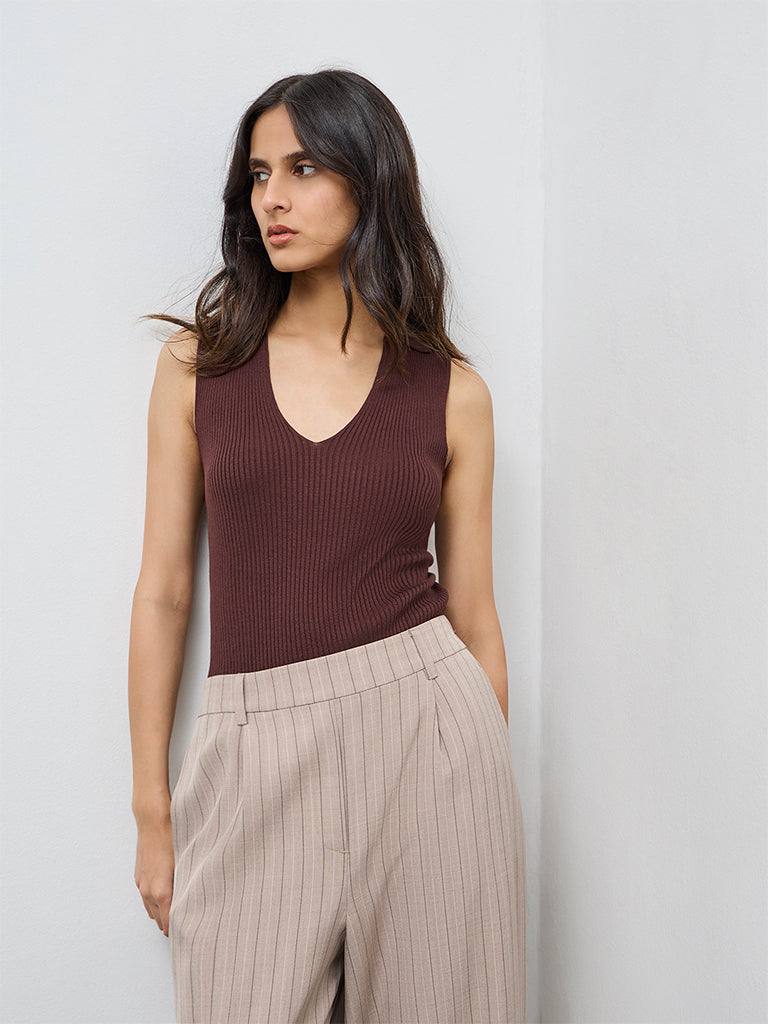 Wardrobe Brown Ribbed Top