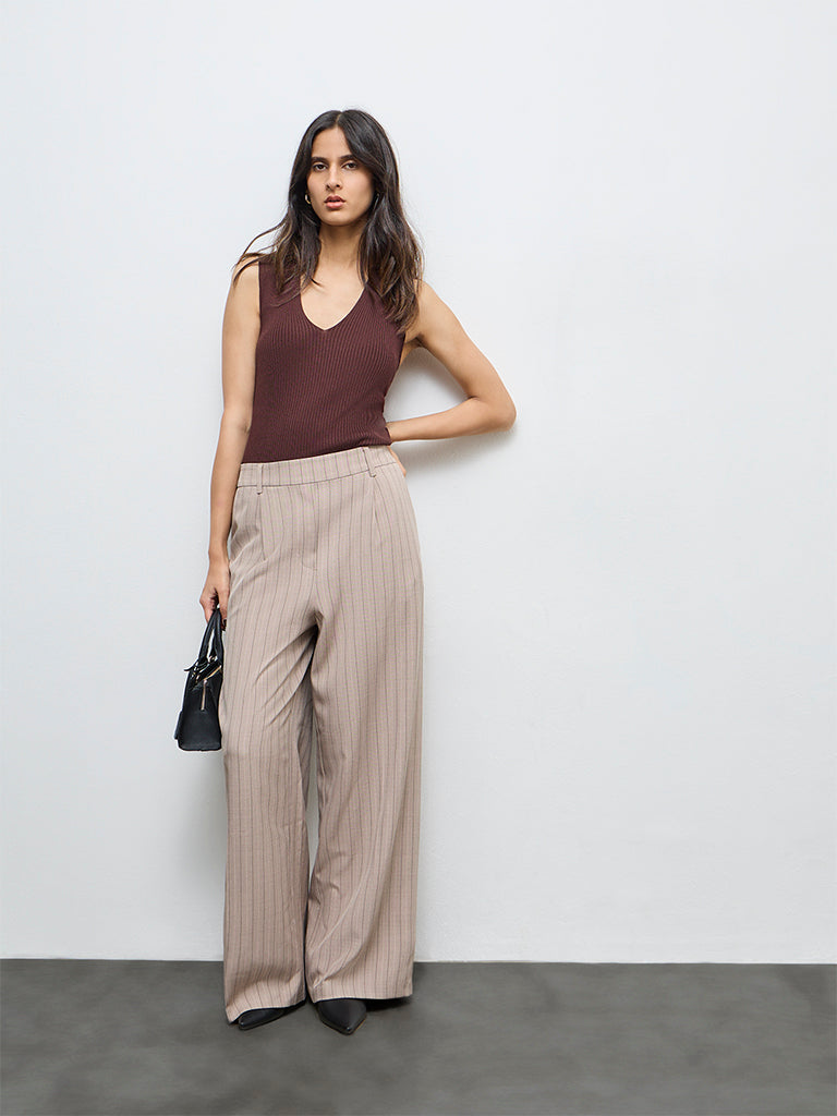 Wardrobe Brown Ribbed Top