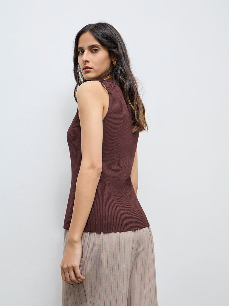 Wardrobe Brown Ribbed Top
