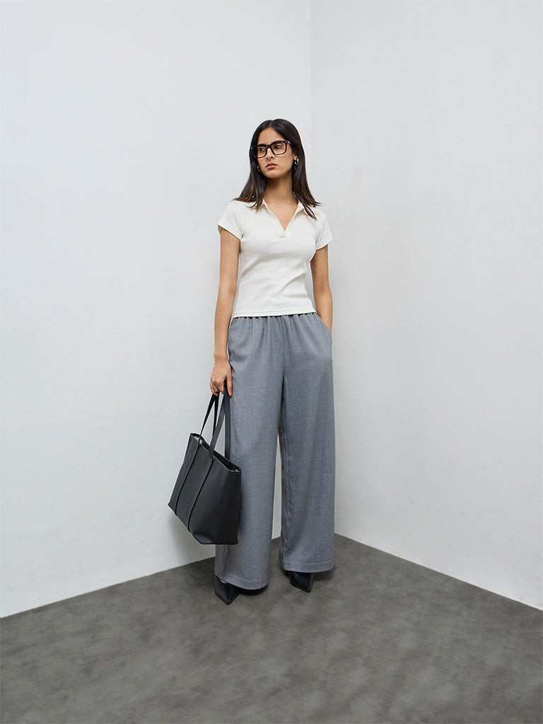 Wardrobe Off-White Ribbed Cotton-Blend T-Shirt