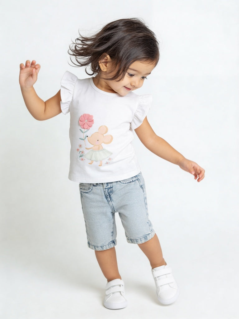 HOP Baby Girls Light Blue Denim Shorts