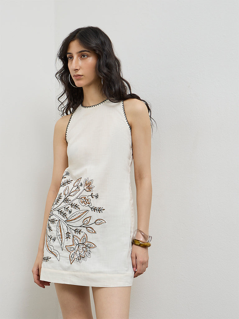 Buy Bombay Paisley Off-White Embroidered Cotton Shift Dress from Westside Buy Bombay Paisley Off-White Embroidered Cotton Shift Dress from Westside