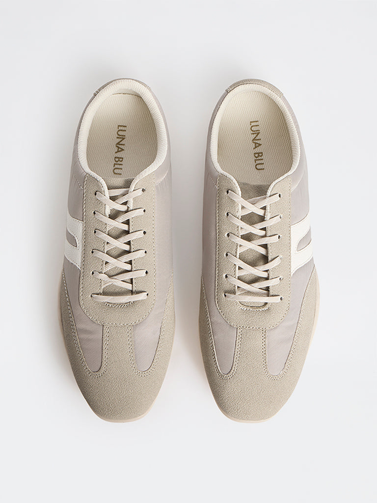 LUNA BLU Grey Suede Lace-Up Sneakers