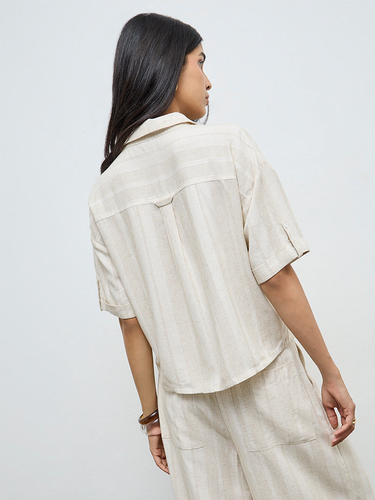 LOV Off-White Self-Striped Shirt