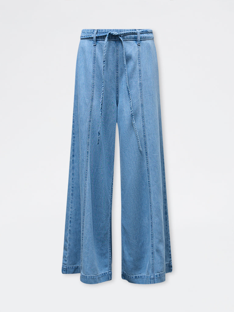 LOV Light Blue High-Rise Denim Pants with Belt