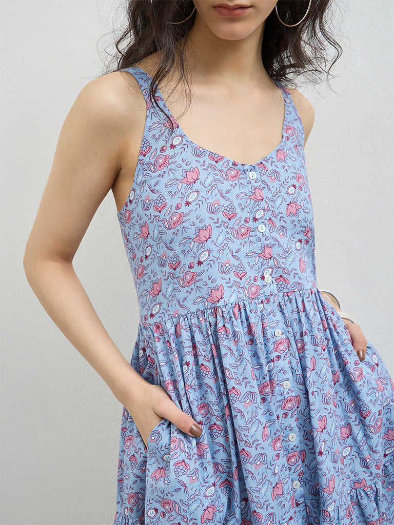 Buy Bombay Paisley Blue Floral Cotton Tiered Dress from Westside Buy Bombay Paisley Blue Floral Cotton Tiered Dress from Westside