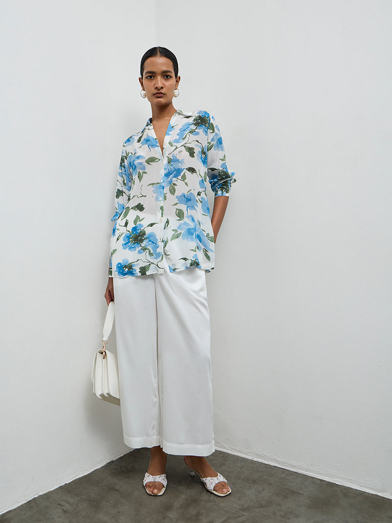 Zuba Blue Floral Printed Tunic