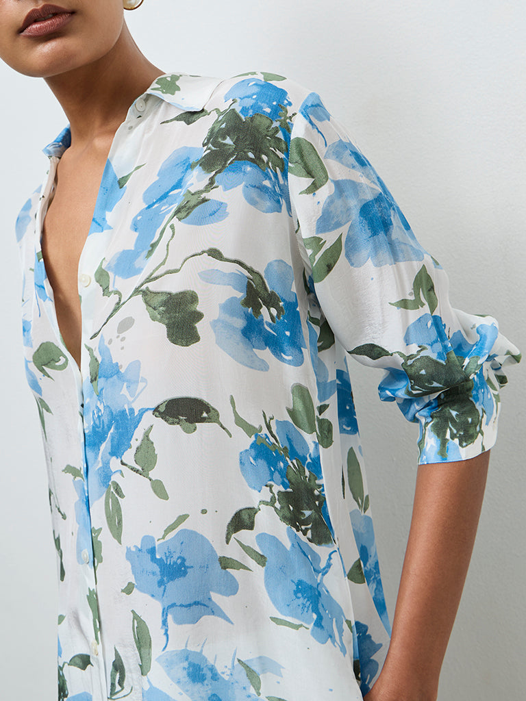 Zuba Blue Floral Printed Tunic