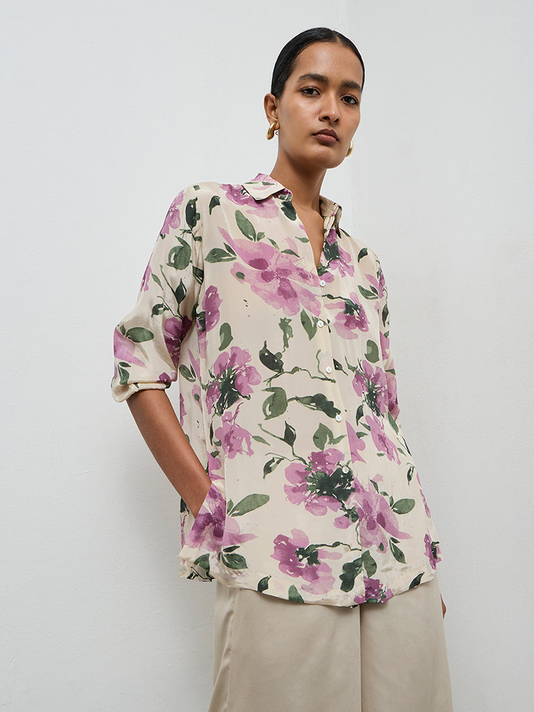Zuba Dusty Pink Floral Design Tunic