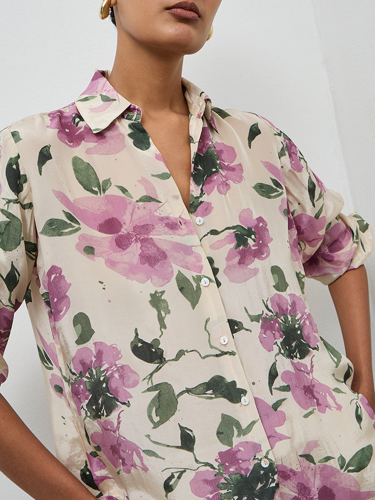 Zuba Dusty Pink Floral Design Tunic